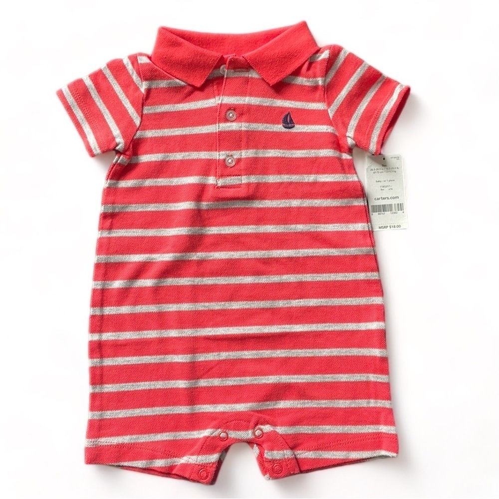 NWT Carters Polo Style Romper - Size 9 Months